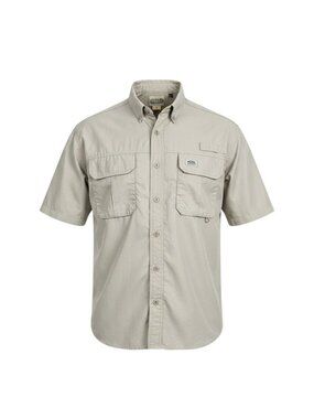 Guide's Choice Mens Short Sleeve Utility Shirt Button-Up Beige Size L
